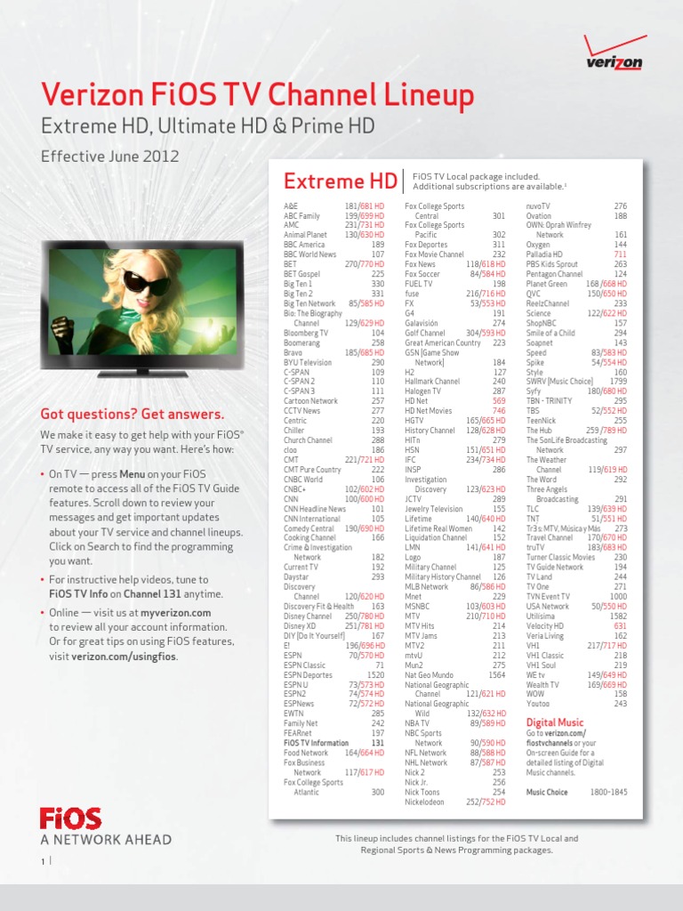 Verizon Fios TV Channel Lineup Extreme HD, Ultimate HD & Prime HD Download Free PDF Hbos