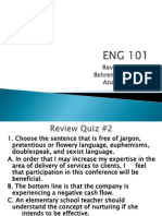 Review Quiz #2 Behrens Chapter 4 Analysis Rubric