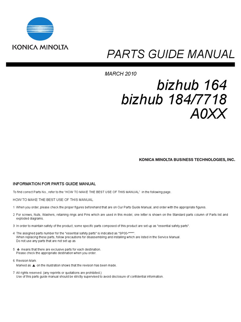 Konica Minolta Buzhup 164 184 Parts Guide Manual | Arabian Peninsula |  Clutch