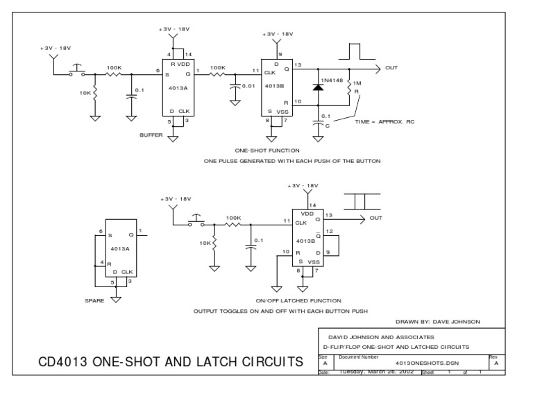 CD4013 One-Shot and Latch Circuits | PDF