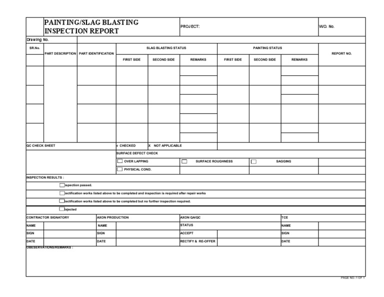 Painting & Sand Blasting Report for Trussed Structure