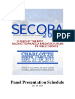 SECoPA 2013 Panel Schedule (as of 7/15/13)