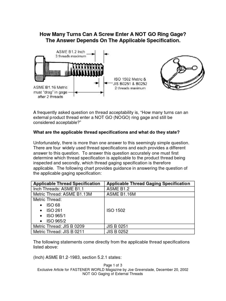 NOT GO Gaging for External Threads | PDF | Screw | Metalworking