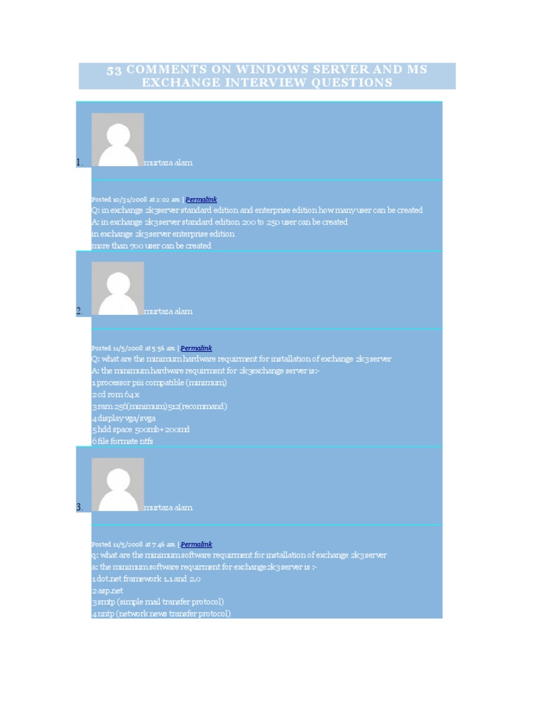 53 Comments On Windows Server and Ms Exchange Interview Questions | PDF