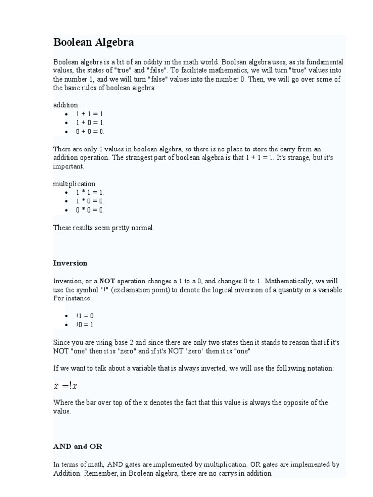 Boolean Algebra | PDF