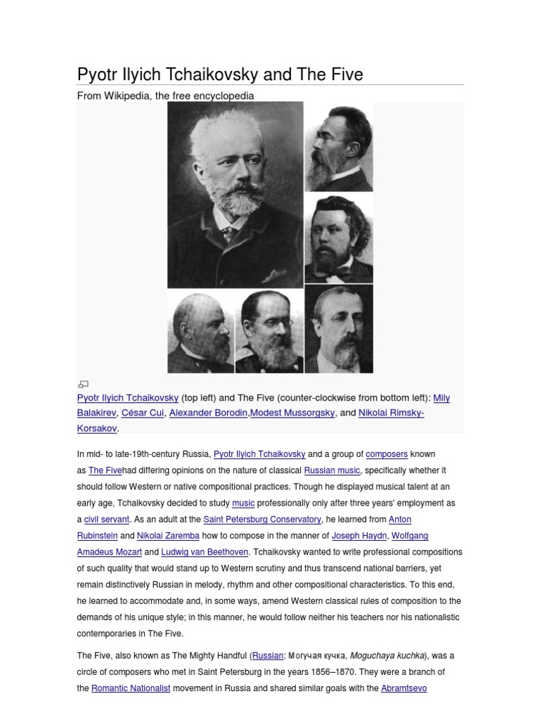 Tchaikovsky and The Five: Musical Debate | PDF | Pyotr Ilyich ...