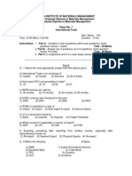 Indian Institute of Materials Management Post Graduate Diploma in Materials Management Graduate Diploma in Materials Management Paper No. 7 International Trade