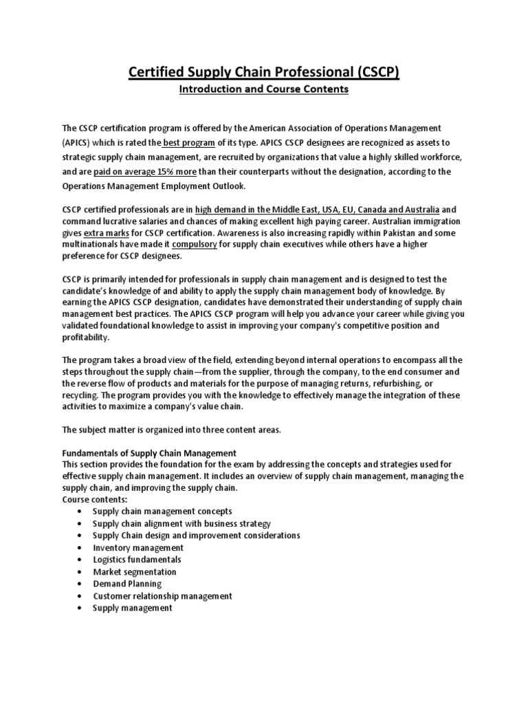 CSCP Schulungsunterlagen