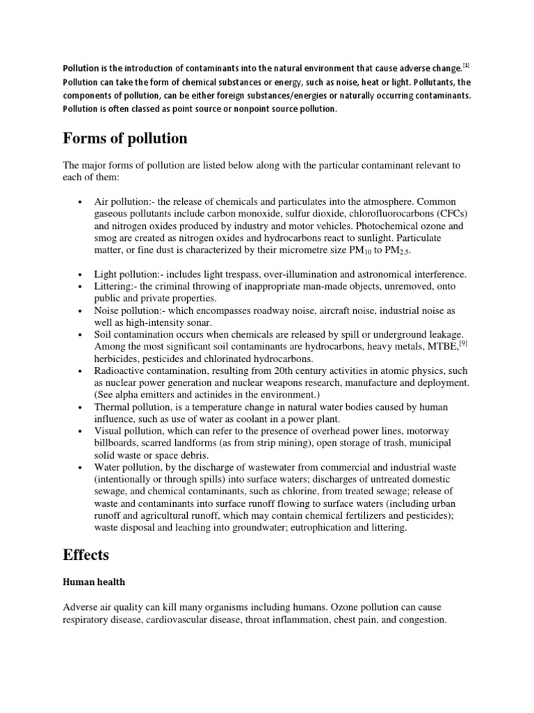 Understanding Pollution and Its Effects | PDF | Radioactive ...