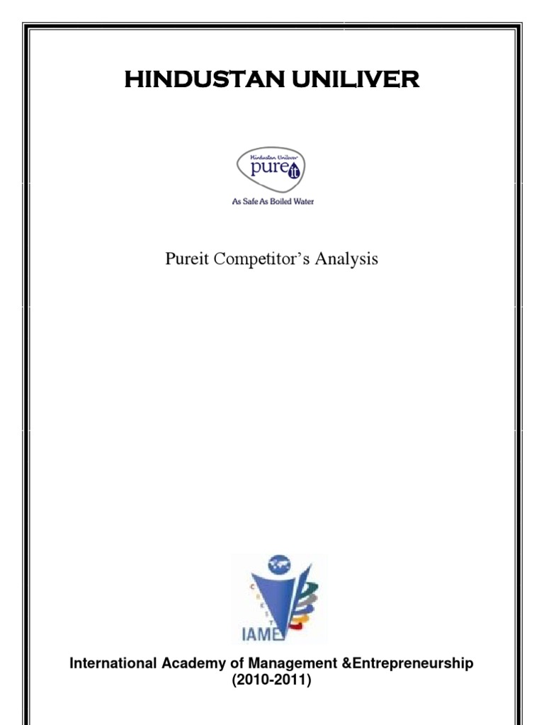 Pureit Competitor Analysis Report | PDF | Water Purification | Business