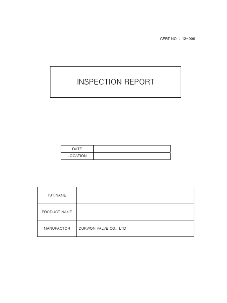 Inspection Report for DUKWON Valve Products | PDF | Law | Technology ...