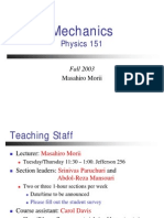 Mechanics 151 Fall 2003 Syllabus