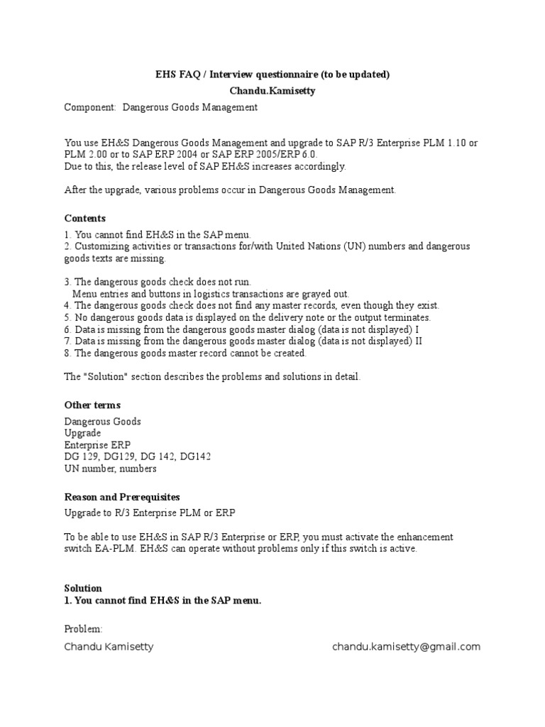 Sap Ehs | PDF | Enterprise Resource Planning | Dangerous Goods