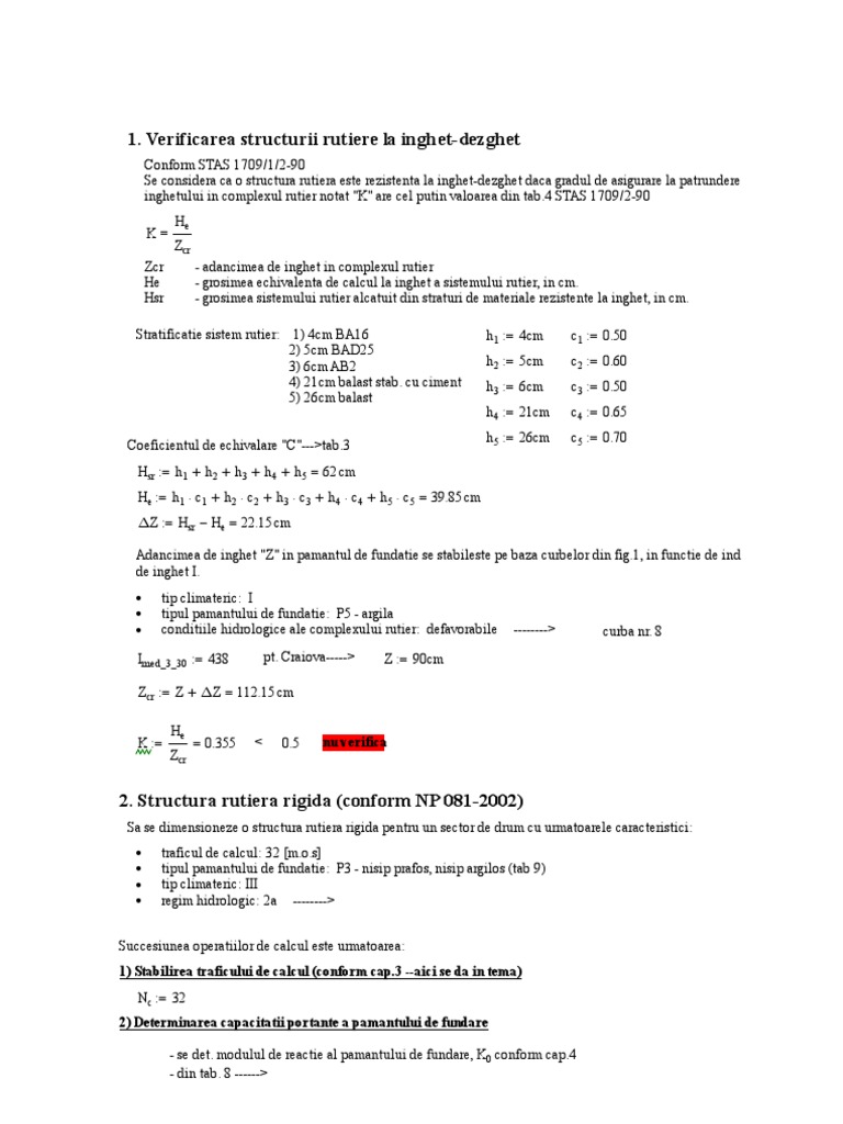Mathcad - Dimensionare Structura Rutiera+Verificari | PDF