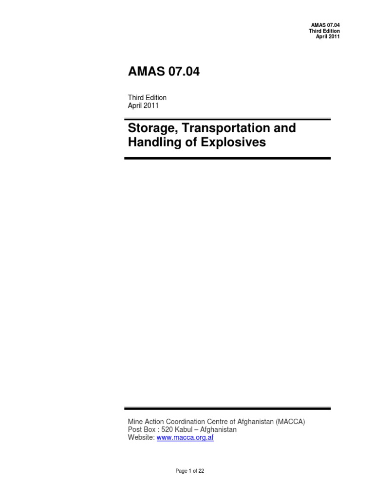 Explosives Storage and Transport Guidelines | PDF | Bomb Disposal ...