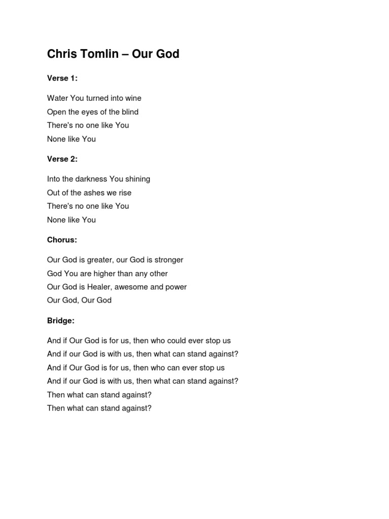 Chris Tomlin Our God Song Structure Song Recordings