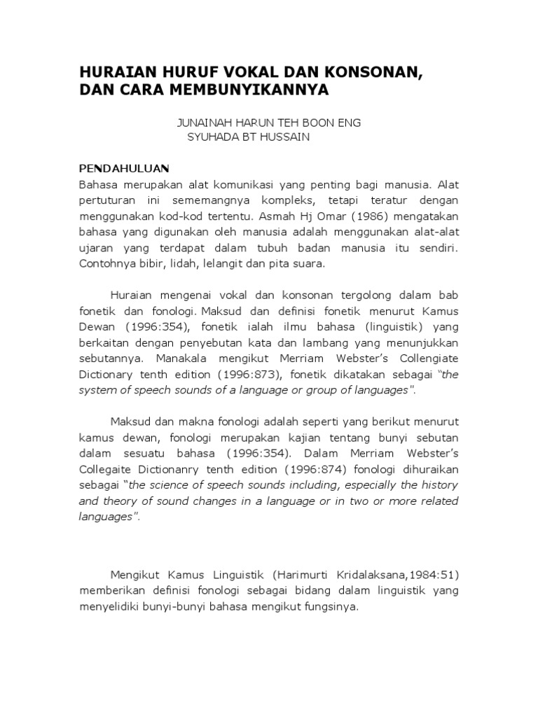 Sistem Bunyi Bahasa Melayu Pdf
