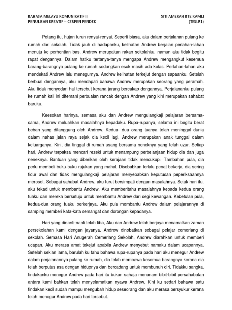 Contoh Cerpen Pendek Bahasa Melayu