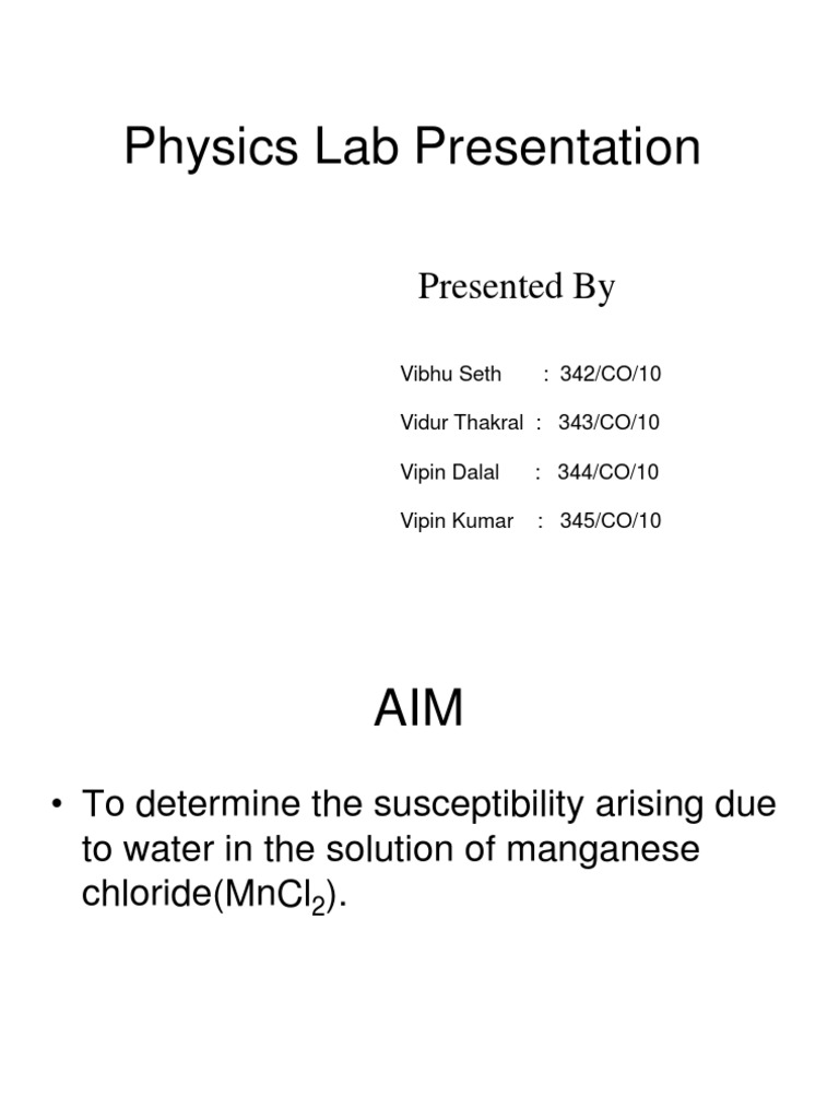 Physics Lab Presentation PDF Field Physics
