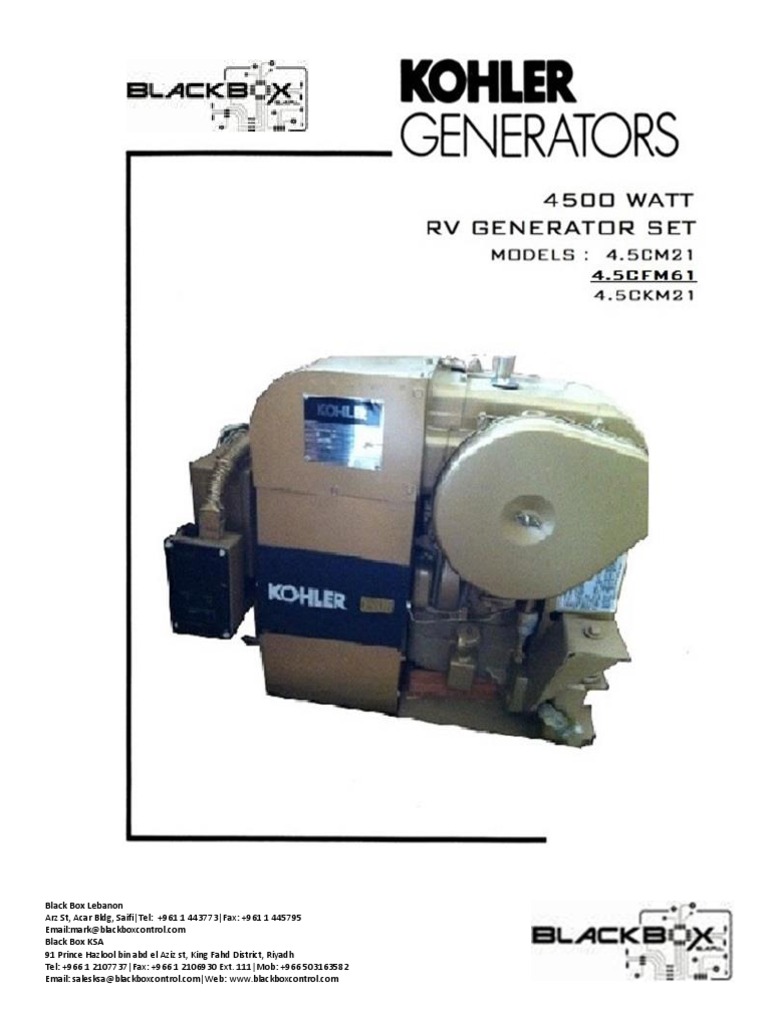 Kohler Datasheet Electric Generator Battery (Electricity)