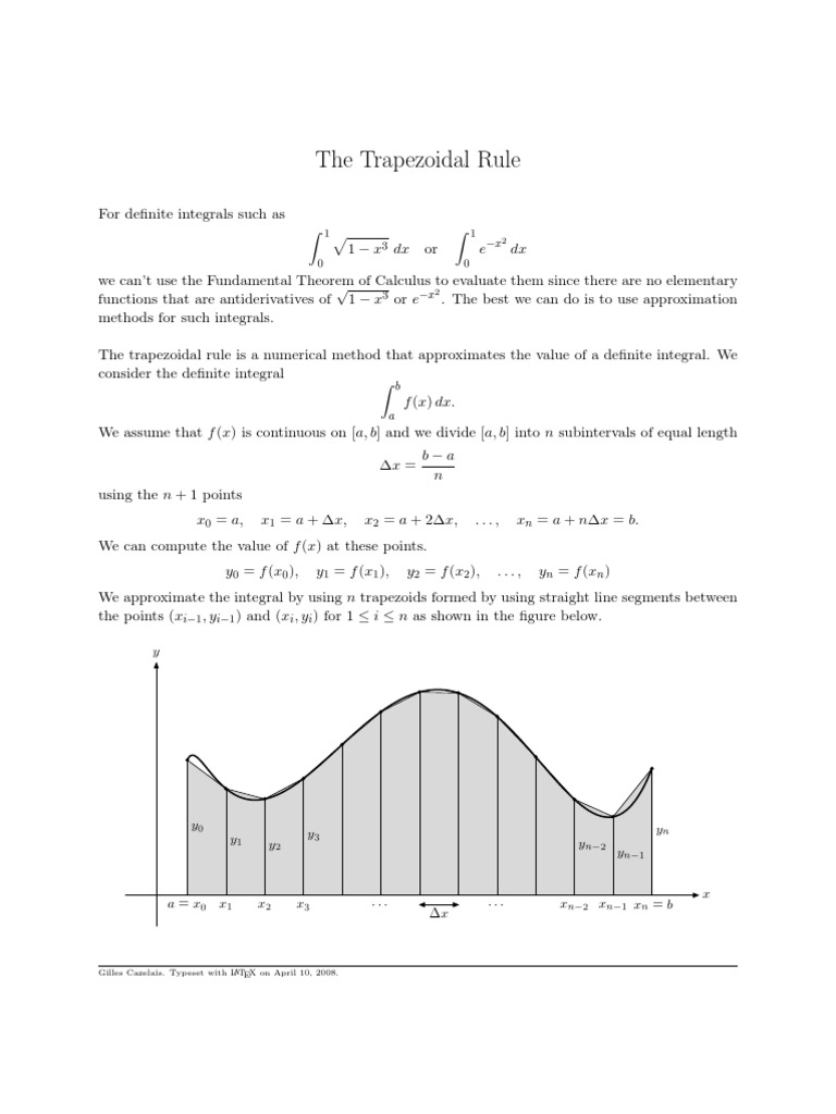 Trapezoidal Rule for Integral Approximation | PDF | Computers