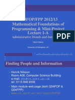 G54FOP/FPP 2012/13 Mathematical Foundations of Programming & Mini-Project Lecture 1-A