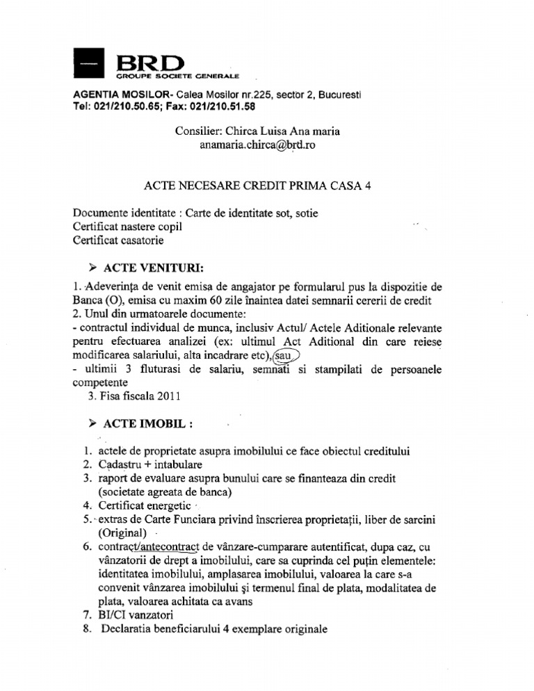 Acte Necesare Prima Casa