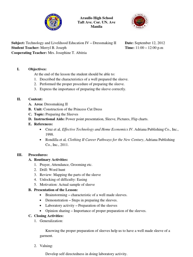 Traditional Lesson Plan Format