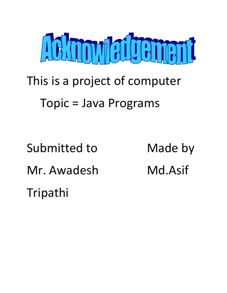 Java Programs Project by Md. Asif | PDF