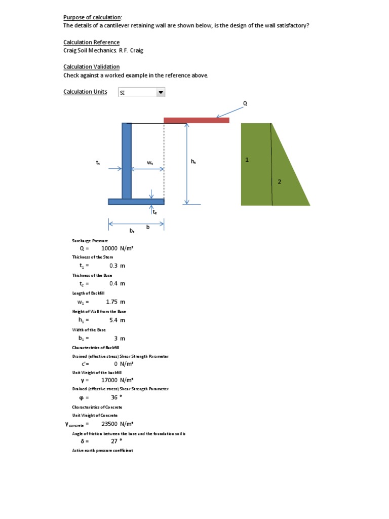 Cantilever Retaining Wall Analysis | PDF | Physical Quantities | Mechanics