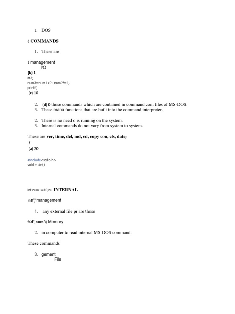Internal MS-DOS Commands Explained | PDF