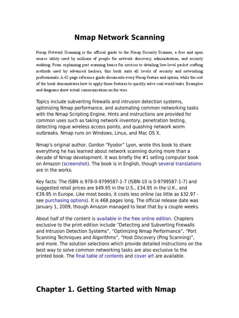 Nmap Network Scanning PDF Transmission Control Protocol Port Networking)