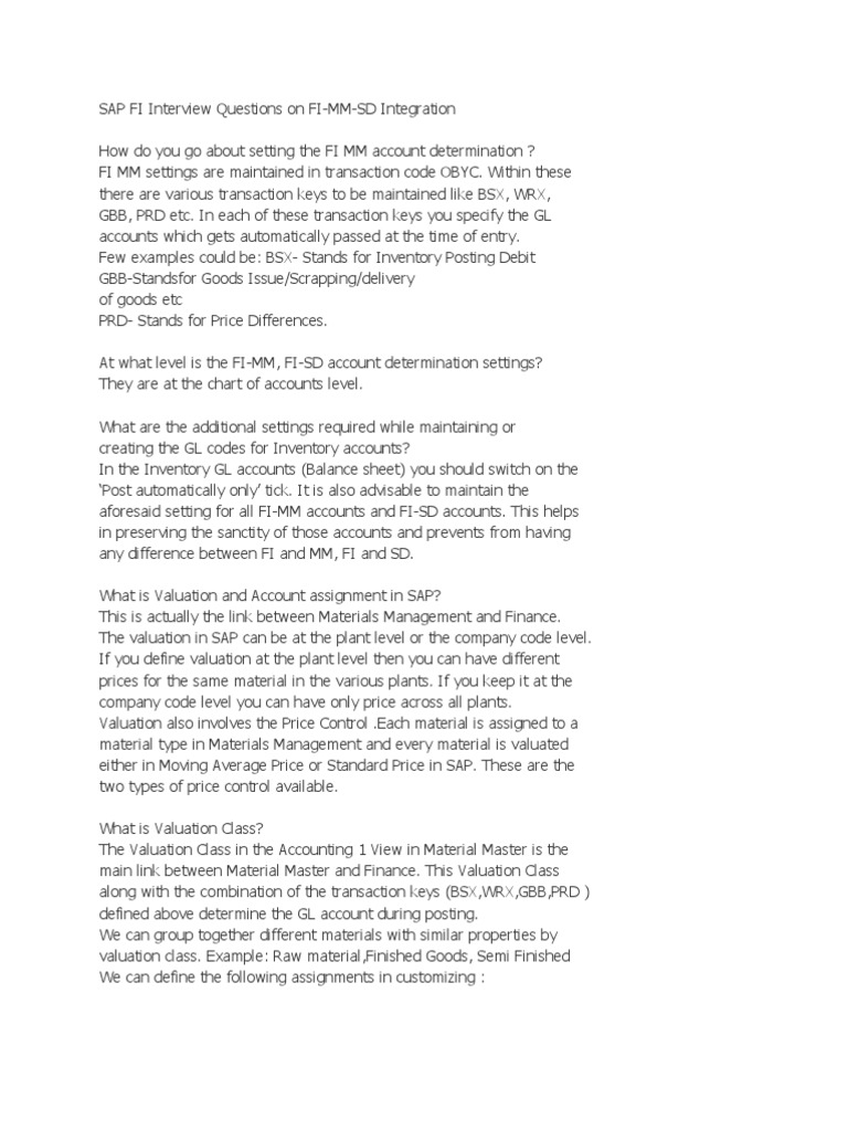 SAP FI Interview Questions On FI | PDF