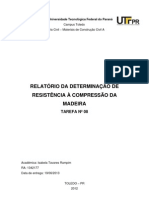 Relatório da determinação de resistência à compressão da madeira - Isabela Tavares Rampim