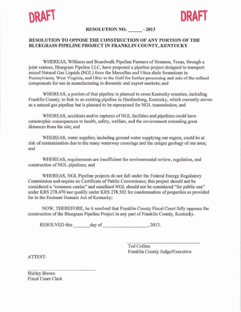 Draft of Franklin County Fiscal Court Resolution For Thursday, July 25 ...