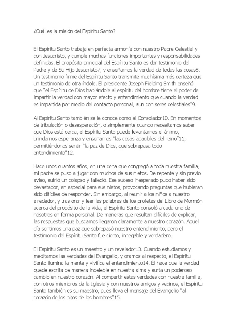 Cuál es la misión del Espíritu Santo Espíritu Santo