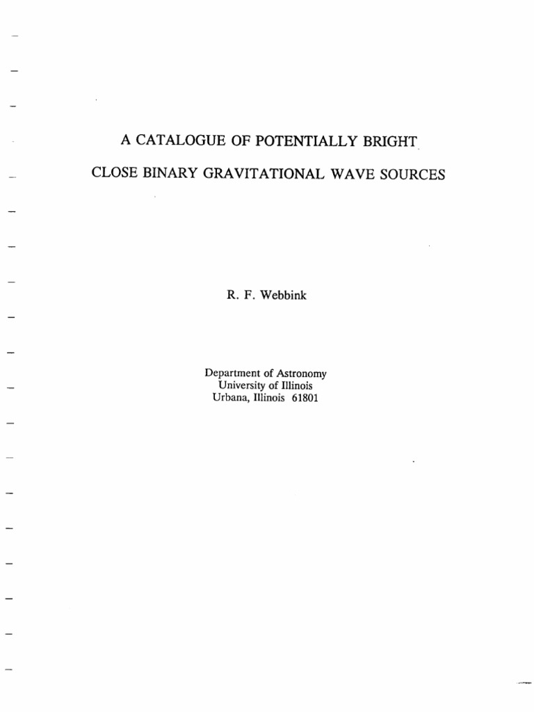 Cat Pot Bright Close Bin Grav Wave Sour Webbink Stars Stellar Astronomy