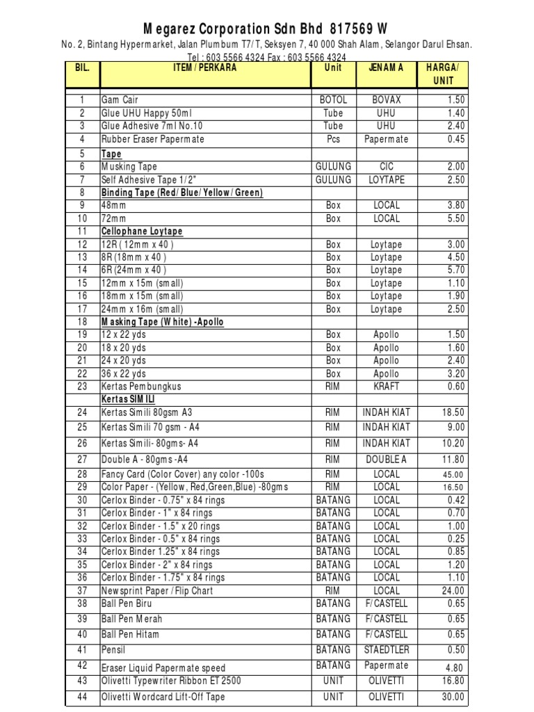 Stationery Dan Alatan Pejabat Stationery Dan Alatan Pejabat