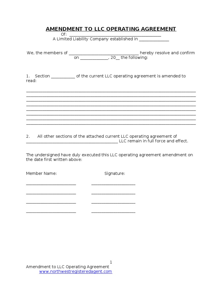 amendment-to-llc-operating-agreement