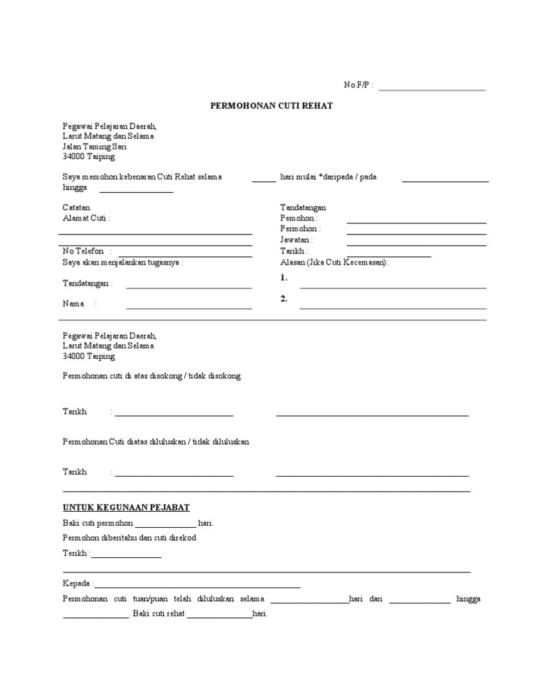 Borang Cuti Rehat Gb Pengetua Pdf