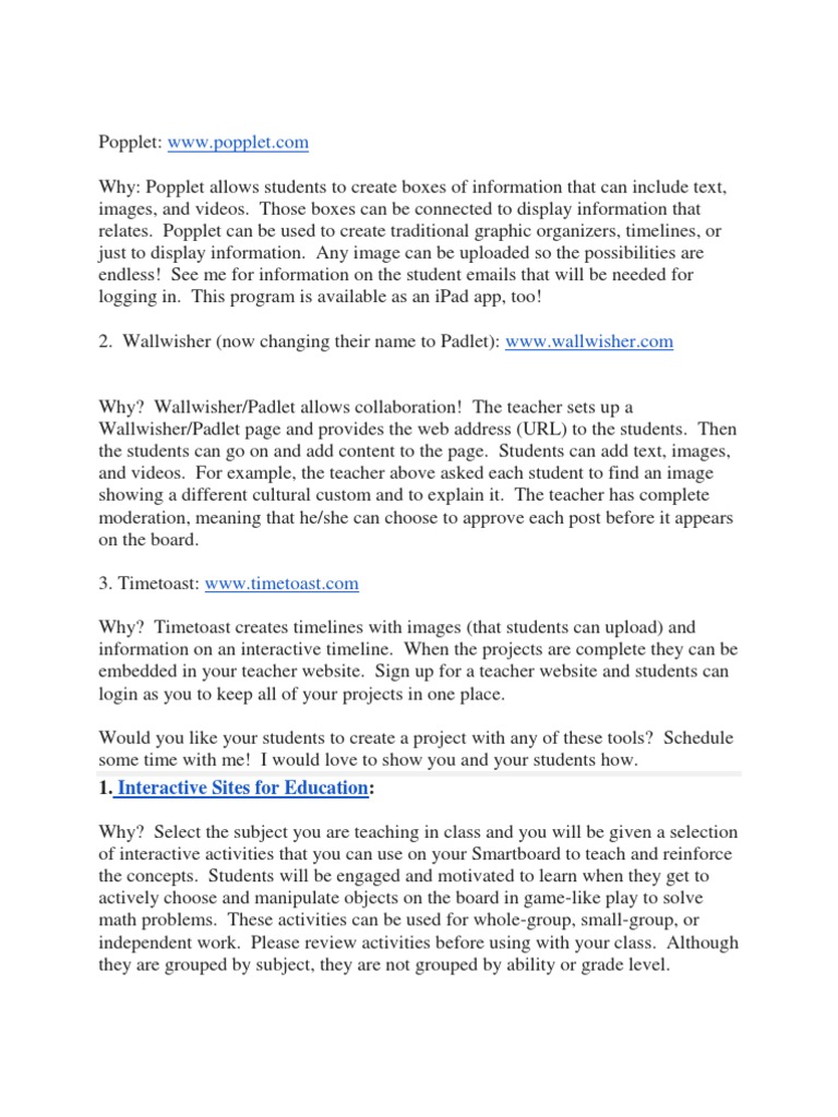 Interactive sites for education pdf you tube i pad