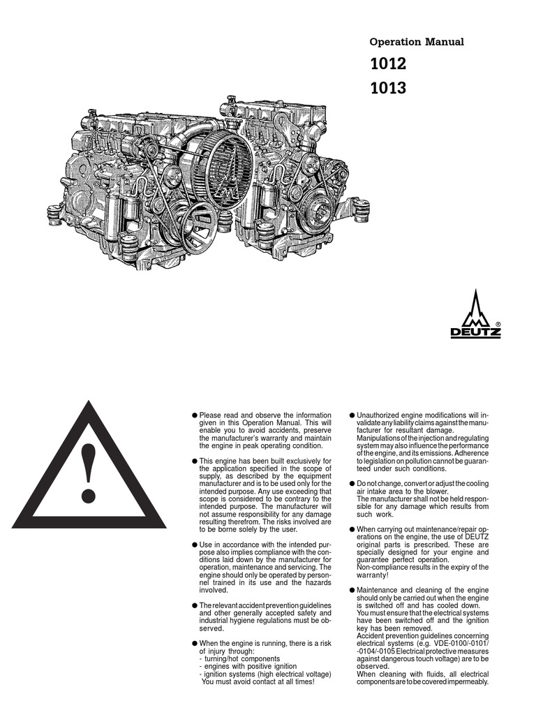 Deutz BF6M 1013 Operation Manual | Internal Combustion Engine | Turbocharger