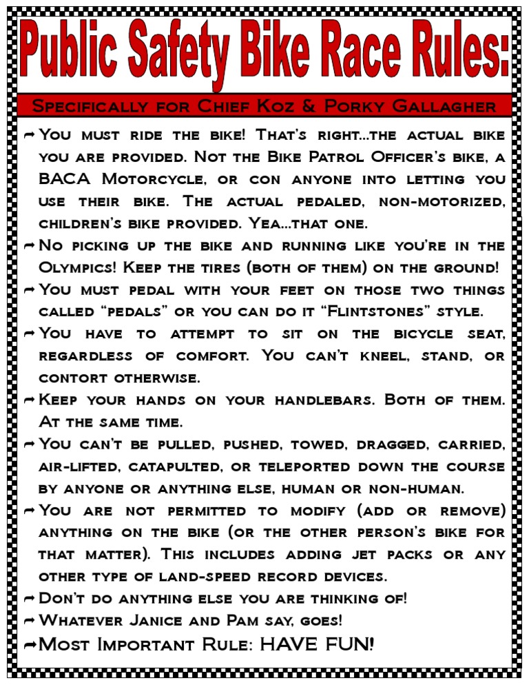 Public Safety Bike Race Rules | PDF | Lifestyle
