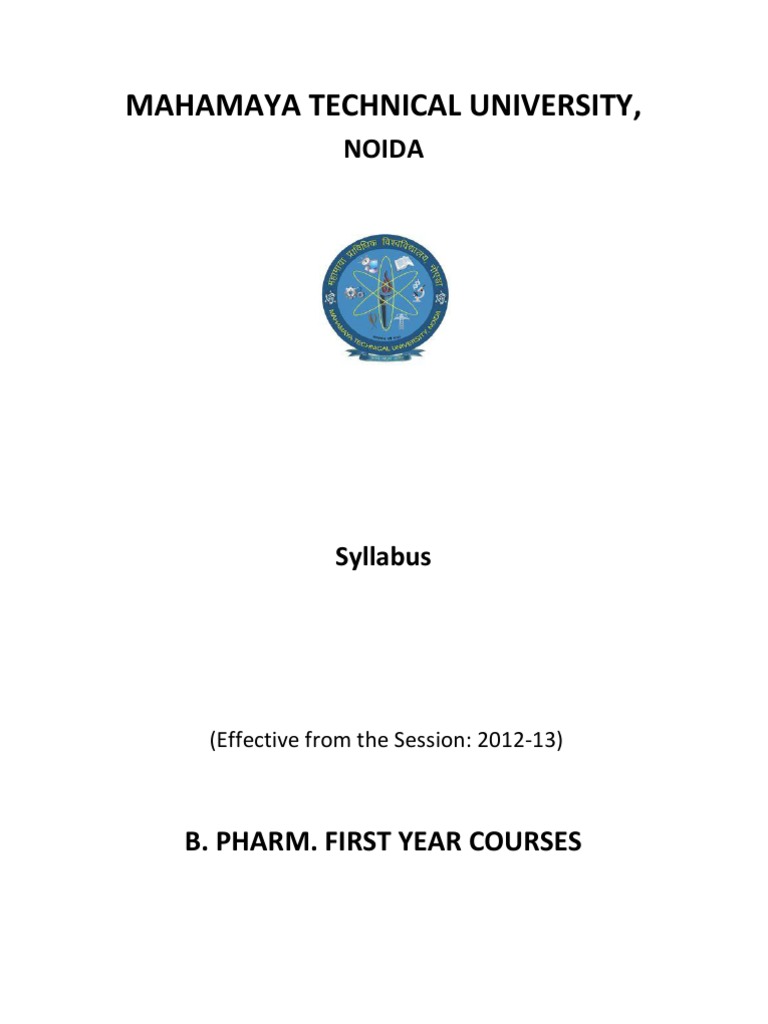 B.Pharm First Year Syllabus Overview | PDF