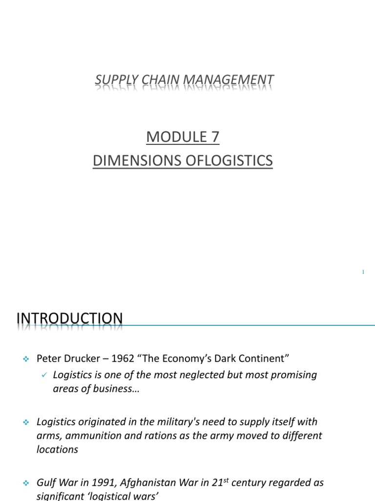 Dimensions of Logistics2 Supply Chain Management PDF Logistics