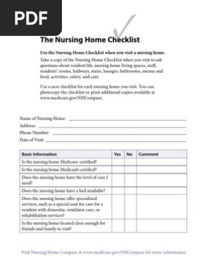 The Nursing Home
Checklist