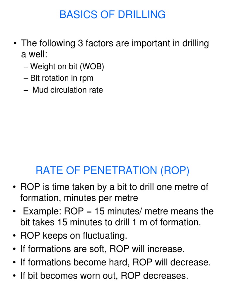 Drilling Basics: WOB, ROP, and Bit Types | PDF