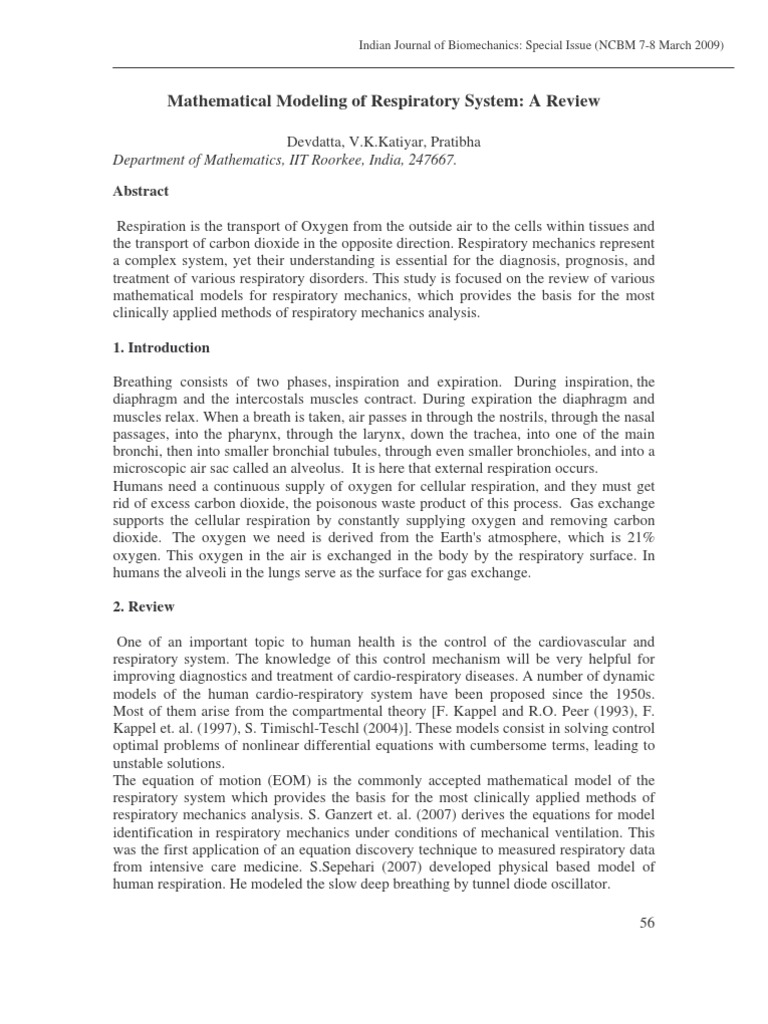 Mathematical Models of Respiratory Mechanics | PDF | Respiratory System ...