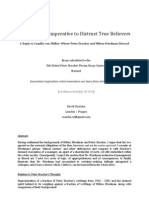 Practitioner's Imperative To Distrust True Believers (A Reply To Camillo Von Müller: Where Peter Drucker and Milton Friedman Discord)