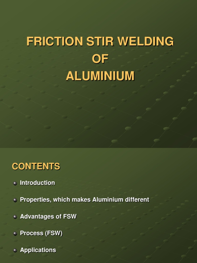 Friction Stir Welding of Aluminum | PDF | Welding | Construction